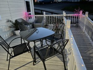 Decking area at night