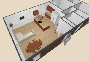 3D view of living space view 2