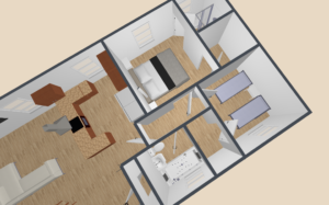 3D view of bedroom space view 3